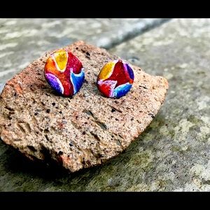 Hand painted polymer clay studs.